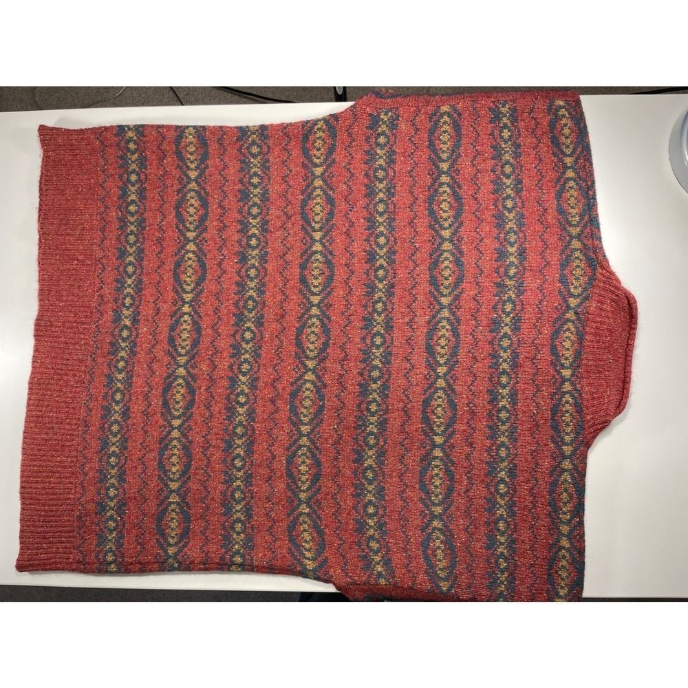 Silk Angora Stone Canyon Sweater W/ L Red Fair Isle Mock Neck excellent vintage - Picture 8 of 12